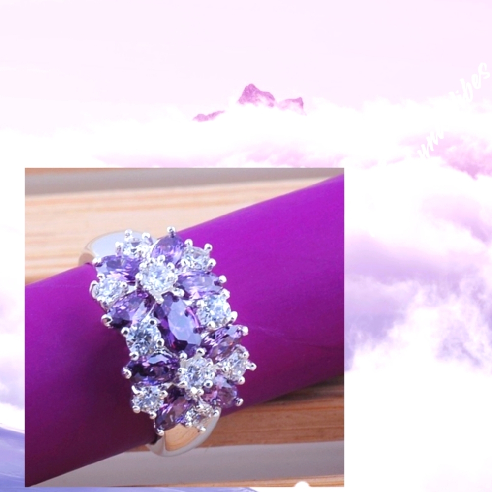 💜 Amethyst & White Sapphire ring - Picture 2 of 4